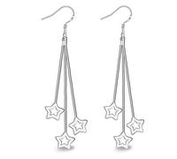 1 Pair Women's Drop Dangle Earrings Five-Pointed Star Ear Studs Long Shiny Crystal Diamonds Silver Glittering Stud Jewelry Earrings Durable ServiceProfessional and Fashion