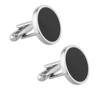 1 Pairs Cufflinks for Men Stainless Steel Classic Tone Black Round Retro Cufflinks Cuff Links Groom Classic for Men Suitable for Wedding, Banquet, Ceremony, Business
