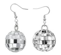 1 Pairs Disco Earrings,Silver Mirror Ball Earrings 60s 70s Disco Drop Earrings 80s Accessories for Women Disco Cowgirl Earrings Disco Ball Accessories Disco Party Accessories