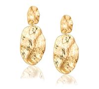 1 Pairs Gold Statement Earrings,Large Big Gold Drop Dangle Dangly Earrings for Women,Lightweight Hypoallergenic Vintage Chunky Hammered Fashion Irregular Pleated Dangling Earings for Women and Girls
