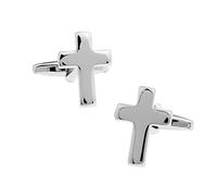 1 Pairs High Polished Brass Cross Christian Cufflinks Mens Shirt Cuff Link