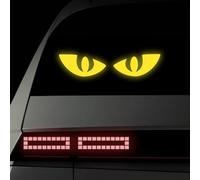 1 Pairs Reflective Devil Eye Car Stickers,Horror Evil Eyes High Intensity Night Safety Warning Sign Car Window Decals Bumper Stickers (Yellow)