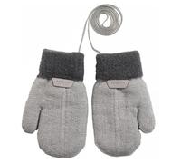1 Pairs Toddler Winter Mittens with String, Full Finger Winter Fleece Lined Knitted Gloves, Cold Weather Insulated Mittenfor Kids Baby Girls Boys 1~3 Years Old