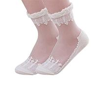 1 Pairs Women's Socks Transparent Beautiful Lace Socks Ladies Elastic Casual Short Socks Nice and Practical