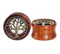 1 Pairs Wooden Ear Tunnels Plugs （8-20mm） Buddha Statue+Peace Tree+Hollow Rosewood+Red Brown Wood Ear Expander Plugs For Women And Men Ear Piercing Stretcher (Color : C, Size : 8mm)