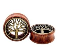 1 Pairs Wooden Ear Tunnels Plugs （8-20mm） Buddha statue+Sun and Moon+Peace Tree+honeycomb-Ear Expander Plugs for Women and Men Ear Piercing Stretcher (Color : B, Size : 20mm)