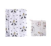 1 Panda Cotton Blanket and 1 Small Children's Towel, Baby Blanket, Swaddle Blanket, Children's Face Towel, Baby Products, Cute Cartoon Animal Towel