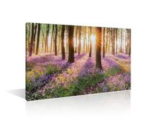 1 Panel Beautiful Woodland Bluebell Forest in Spring Picture Wall Decor for Living Room Purple and Pink Flowers Modern Art Wall Decor for Bedroom Framed Ready to Hang (12" Wx18 H)