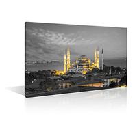 1 Panel Blue Mosque Poster Canvas Wall Art Istanbul Turkey Islamic Posters and Prints Bathroom Decor Wall Art Print on Canvas Stretched and Framed Ready to Hang (24" Wx36 H)