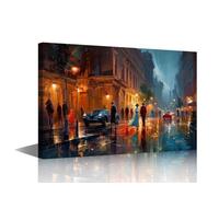 1 Panel Contemporary Dancers in A Victorian Cityscape Pictures Print On Canvas for Home Office Hotel Wall Decorations, Oil Painting Style Artwork Stretched Framed Ready to Hang, 36" Wx24 H