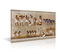1 Panel Egyptians History Canvas Wall Art Life in Ancient Egypt Frescoes Wall Decor for Bedroom Posters and Prints Hieroglyphic Carvings Bathroom Decor Wall Art Framed Ready to Hang (12"Wx18"H)