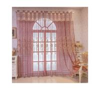 1 Panel Embroidered Voile Window Drape with Grommets, Decorative Sheer Panel Light Filtering Daytime Privacy Curtain for Living Room Bedroom Study Room, W x L(Red,132x243cm(52x96in))