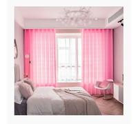 1 Panel Faux Linen Curtain, Semi Sheer Voile Window Treatment Grommet Top Light Filtering Privacy Draperies Soft Drapes for Bedroom Living Room Dining Room, W*L(Pink,100x250cm(39x98in))