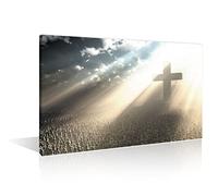 1 Panel Jesus Cros Wall Decor Living Room Jesus Followers Pictures Black and White Wall Art Good Friday Meditation Prayer Artwork Paintings Print on Canvas Framed Ready to Hang (24" Wx36 H)