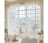 1 Panel Sheer Hook-On Curtain with Adjustable Hooks Draperies, Light Filtering & Daytime Privacy Window Drape Window Treatment for Bedroom Living Room Nursery, W x L(White,254x243cm(100x96in))