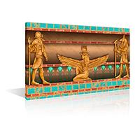 1 Panel Stone Sculpture Old Archaeology Civilization Palace Room Mythology Canvas Wall Art Egypt Temple Posters and Prints Ancient Pyramid Bathroom Decor Wall Art Framed Ready to Hang (12"Wx18"H)