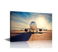 1 Panel Transport Wall Art Airplane at the Sunrise Pictures Print on Canvas for Home Wall Decoration, Physical Distribution Transport Pictures Posters, Transport Artwork, 24"Wx16"H