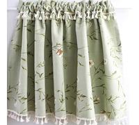 1 Panel Valances for Windows Green, Western Curtains Valance Branches Vines Pattern with Tassel Rod Cotton Linen 51x35inch