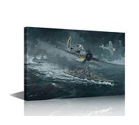 1 Panel Wall Art Black and White Painting Warship War-plane Picture Prints on Canvas Military Aircraft Poster Wall Paintings for Living Room Framed Wall Art Ready to Hang Home Decorations(12" Wx18 H)