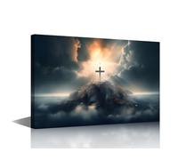 1 Panel Wall Art Holy Cross Symbolizing the Death and Resurrection of Jesus Christ Pictures Print On Canvas for Living Room Bedroom Wall Decoration, Gallery-Wrapped Ready to Hang, 24" Wx16 H