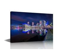 1 Panel Wall Art Media City UK Wall Decor Manchester Ship Canal Pictures for Bedroom Salford Trafford Greater Manchester England Home Decor Wall Art for Living Room Framed Ready to Hang (12''Wx 18''H)