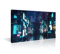 1 Panel Wall Art Neon Night in A Cyberpunk City Paintings Modern Home Decor Cyberpunk City Neon Streetview Night Picture Wall Decor Living Room Framed Ready to Hang (24" Wx36 H)