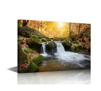 1 Panel Wall Art Waterfall in Autumn Forest Painting Print on Canvas Prints Poster for Home Decor Frame Ready to Hang 40x 60cm