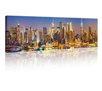 1 Panel Wall Paintings for Living Room, View on Manhattan at night, New York, USA Picture Prints on Canvas for Home Office Wall Decorations, Stretched Framed Ready to Hang, 12" Wx46 H