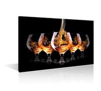 1 Panels Artwork White Wine Paintings Canvas Wall Art Hard Liquor Black Background Wall Pictures Wine Whisky Framed Wall Art Bar Posters & Prints Stretched and Framed Ready to Hang (16"Wx24"H)