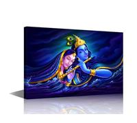1 Panels Ganesha Canvas Wall Art Abstract Hindu God Pictures Lord Ganesha India Religious Pictures Print on Canvas for Modern Home Bedroom Wall Decoration Stretched and Framed Ready to Hang 18x12in