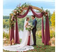 1 Panels Wedding Arch Draping Fabric Burgundy Sheer Backdrop Curtain Arch Drape for Wedding Ceremony Reception,Bridal Shower Party Decorations 28" X 19ft