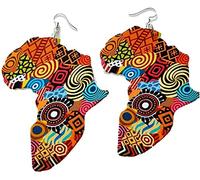 1 Par de pendientes de Colores African map map Declaraciones hechas a Mano Joyería de oreja para Mujer