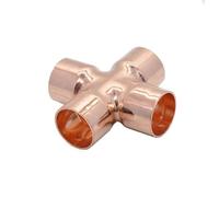 1 PC 1/4" 3/8" 1/2" 5/8" 3/4" 1" Inch 6.35-54mm Straight Elbow Y U P Shaped 3 4 Way Corss Copper End Feed Pipe Fitting Air Conditioner(Corss,6.35mm 1l4 Inch)