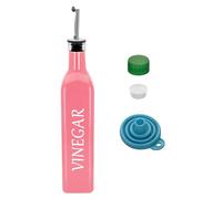 1 Pc 17oz Olive Dispenser Bottle,500ml Glass Oil and Vinegar Dispenser Set with 1 Stainless Steel Pourers,Funnel Bottles for Kitchen (Pink Vinegar)