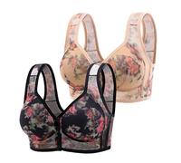 1 PC 2 PC Front Button Bras for The Elderly, Front Closure Everyday Sports Bras, Lace Wireless Cotton Bra, Thin Non-Marking Plus Size Full Coverage Underwear, Comfortable Breathable Underwear UK