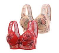 1 PC 2 PC Front Button Bras for The Elderly, Front Closure Everyday Sports Bras, Lace Wireless Cotton Bra, Thin Non-Marking Plus Size Full Coverage Underwear, Comfortable Breathable Underwear UK