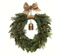 1 pc 50cm Heart-Shaped Faux Pine & artificial Cypress Bell Christmas Wreath - Perfect for Holiday Home Decor, Wall Hanging