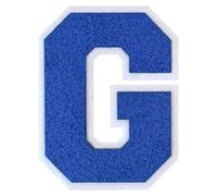1 PC 6.0" Blue Chenille Letter Patch with White Border Large Iron On or Sew On Varsity Letters for Jackets & Homecoming Mums Classic Style Letter Patches for Sports & DIY Gifts (G)