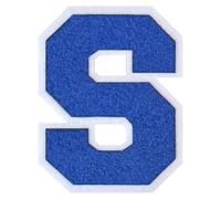 1 PC 6.0" Blue Chenille Letter Patch with White Border Large Iron On or Sew On Varsity Letters for Jackets & Homecoming Mums Classic Style Letter Patches for Sports & DIY Gifts (S)