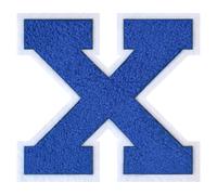 1 PC 6.0" Blue Chenille Letter Patch with White Border Large Iron On or Sew On Varsity Letters for Jackets & Homecoming Mums Classic Style Letter Patches for Sports & DIY Gifts (X)