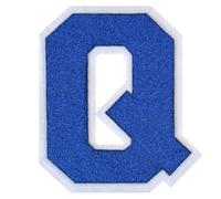 1 PC 6.0" Blue Chenille Letter Patch with White Border Large Iron On or Sew On Varsity Letters for Jackets & Homecoming Mums Classic Style Letter Patches for Sports & DIY Gifts (Q)