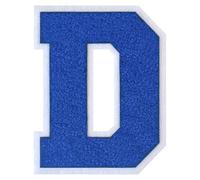 1 PC 6.0" Blue Chenille Letter Patch with White Border Large Iron On or Sew On Varsity Letters for Jackets & Homecoming Mums Classic Style Letter Patches for Sports & DIY Gifts (D)