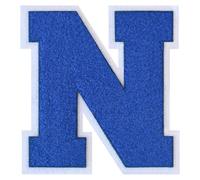 1 PC 6.0" Blue Chenille Letter Patch with White Border Large Iron On or Sew On Varsity Letters for Jackets & Homecoming Mums Classic Style Letter Patches for Sports & DIY Gifts (N)