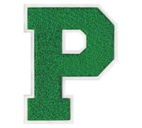 1 PC 6.0" Fresh Green Chenille Letter Patch with White Border Nature-Inspired Iron On Letters for Varsity Jackets & Outdoor Gear Large Alphabet Patches for Sports & DIY Fashion (P)