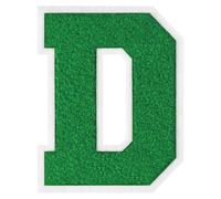 1 PC 6.0" Fresh Green Chenille Letter Patch with White Border Nature-Inspired Iron On Letters for Varsity Jackets & Outdoor Gear Large Alphabet Patches for Sports & DIY Fashion (D)