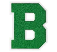 1 PC 6.0" Fresh Green Chenille Letter Patch with White Border Nature-Inspired Iron On Letters for Varsity Jackets & Outdoor Gear Large Alphabet Patches for Sports & DIY Fashion (B)