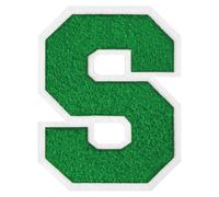 1 PC 6.0" Fresh Green Chenille Letter Patch with White Border Nature-Inspired Iron On Letters for Varsity Jackets & Outdoor Gear Large Alphabet Patches for Sports & DIY Fashion (S)
