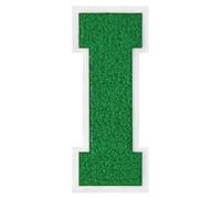 1 PC 6.0" Fresh Green Chenille Letter Patch with White Border Nature-Inspired Iron On Letters for Varsity Jackets & Outdoor Gear Large Alphabet Patches for Sports & DIY Fashion (I)
