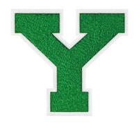 1 PC 6.0" Fresh Green Chenille Letter Patch with White Border Nature-Inspired Iron On Letters for Varsity Jackets & Outdoor Gear Large Alphabet Patches for Sports & DIY Fashion (Y)