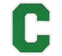 1 PC 6.0" Fresh Green Chenille Letter Patch with White Border Nature-Inspired Iron On Letters for Varsity Jackets & Outdoor Gear Large Alphabet Patches for Sports & DIY Fashion (C)